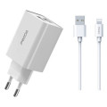 Proda Зарядний пристрій Proda PD-A28i 2хUSB 2.4A + USB Ligthtning 1.0m (PD-A28i-WH)