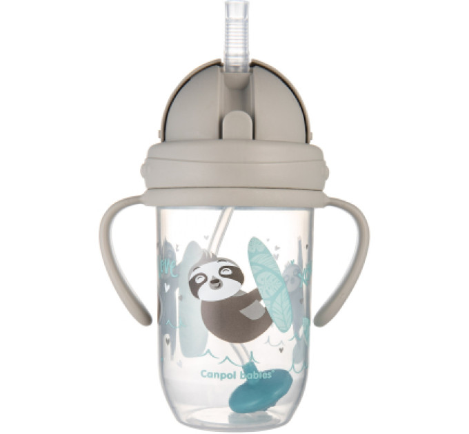 Canpol babies Поїльник-непроливайка Canpol babies Exotic Animals з трубочкою і обтяжувачем 270 мл Сіра (56/606_grey)