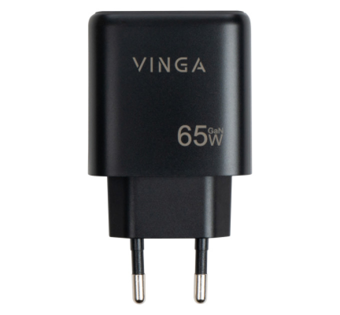 Vinga Зарядний пристрій Vinga GaN 65W PD+QC 1C1A ports Wall Charger (VCPCHCA65B)