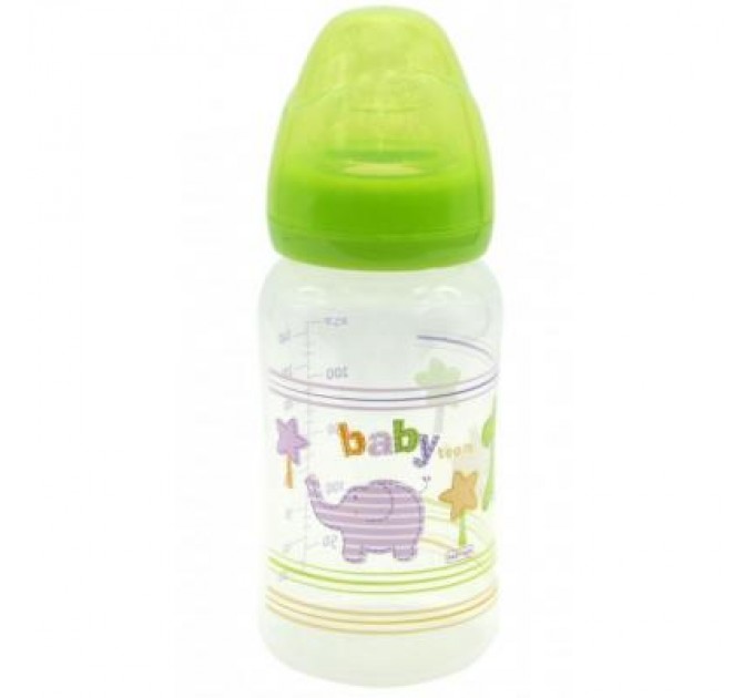 Baby Team Пляшечка для годування Baby Team з широким горлом 6+, 250 мл (1002_зеленый)