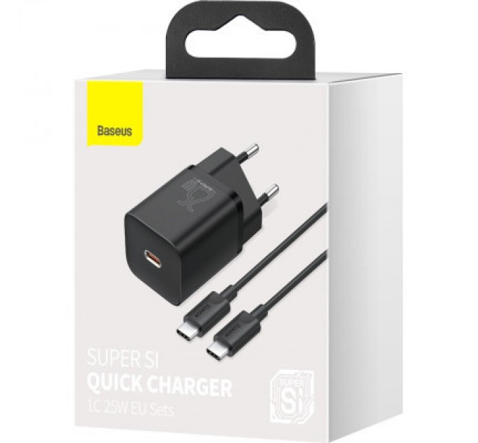 Baseus Зарядний пристрій Baseus 1xUSB 25W (USB-C) + Cable Type-C black (TZCCSUP-L01)