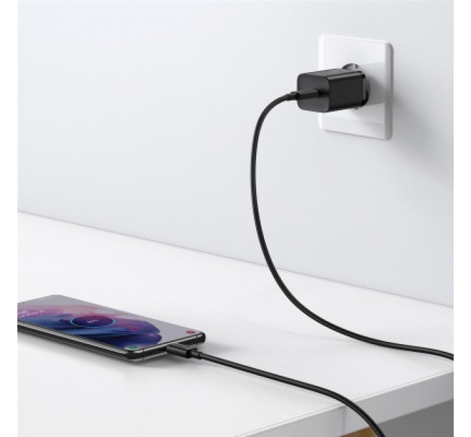 Baseus Зарядний пристрій Baseus 1xUSB 25W (USB-C) + Cable Type-C black (TZCCSUP-L01)