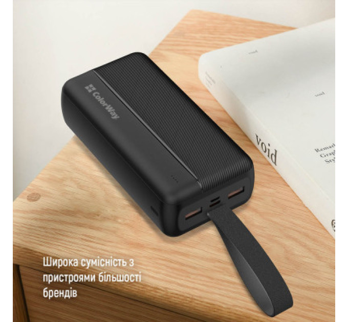 ColorWay Батарея універсальна ColorWay 30 000 mAh High-power 2 PD/20W, QC/3.0, USB-C/Micro-USB (CW-PB300LPC2BK-PD)