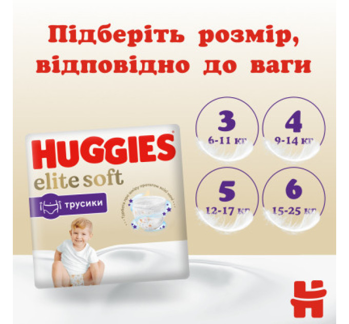 Huggies Підгузки Huggies Elite Soft 5 (12-17кг) Mega 34 шт (5029053549354)