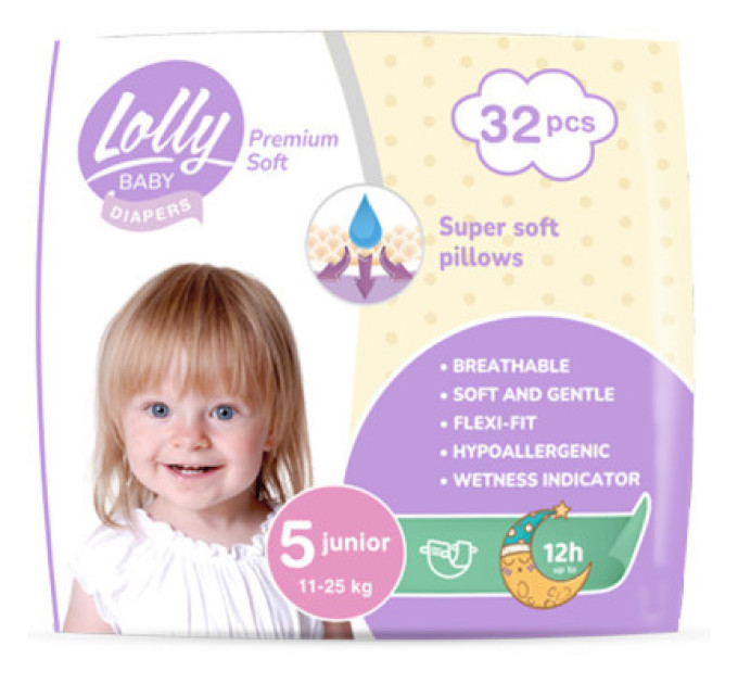 Lolly Підгузки Lolly Premium Soft 5 (11-25 кг) 32 шт (4820174981051)