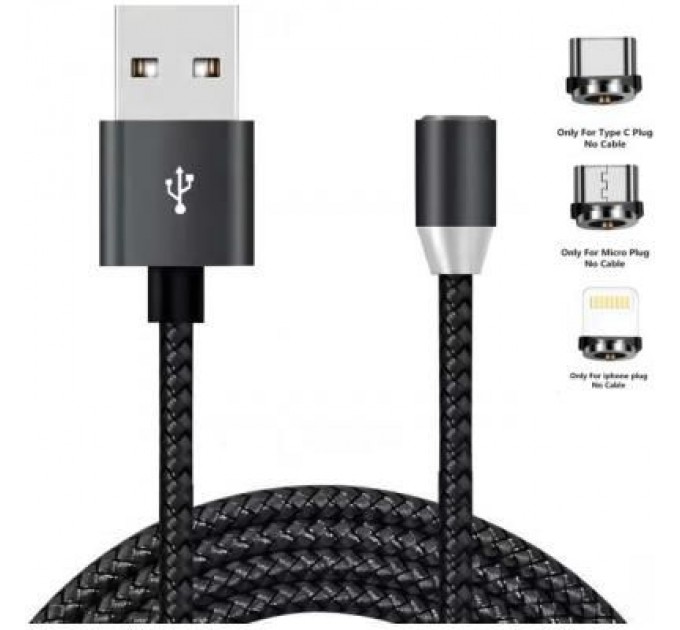XoKo Дата кабель USB 2.0 AM to Lightning + Micro 5P + Type-C 1.2m Magneto bla XoKo (SC-350MGNT-BK)
