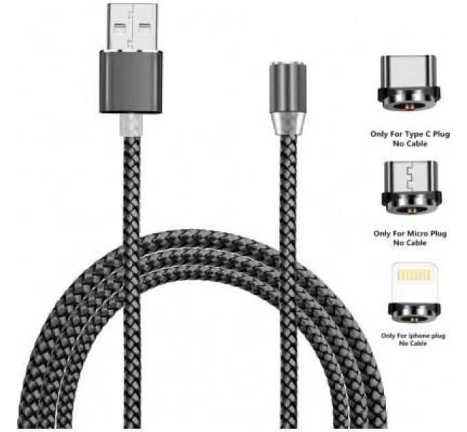 XoKo Дата кабель USB 2.0 AM to Lightning + Micro 5P + Type-C 1.2m Magneto gre XoKo (SC-350MGNT-GR)