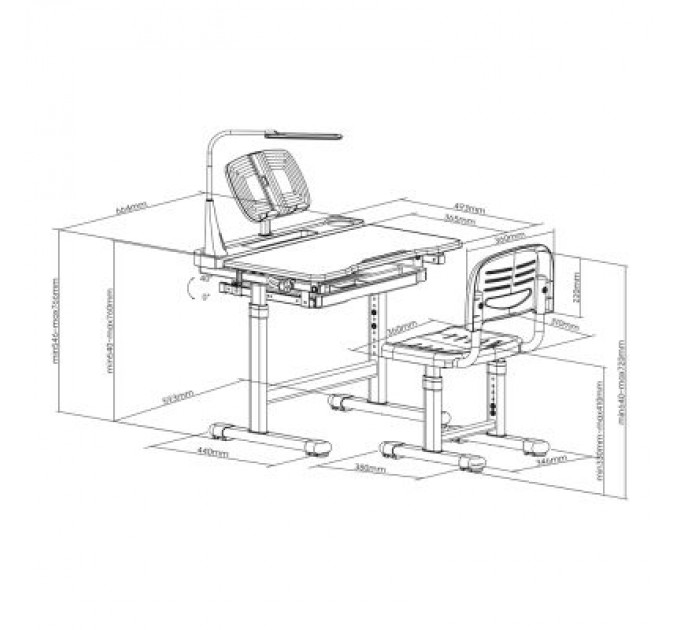 FunDesk Парта зі стільцем FunDesk Bellissima grey (221918)