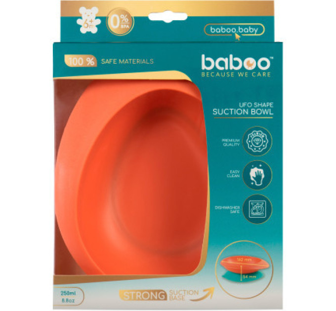 Baboo Тарілка дитяча Baboo Ufo з основою-присоскою, від 6 місяців (персик) (9-031)