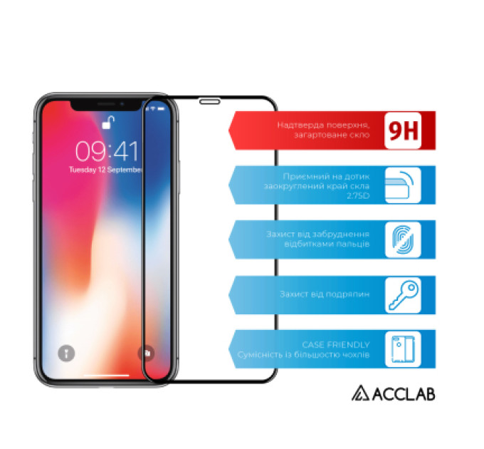 ACCLAB Скло захисне ACCLAB Full Glue ESD Apple Iphone X/XS/11 Pro (1283126532139)
