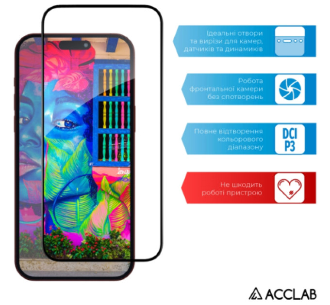ACCLAB Скло захисне ACCLAB Full Glue Apple iPhone 15 Pro (1283126575389)