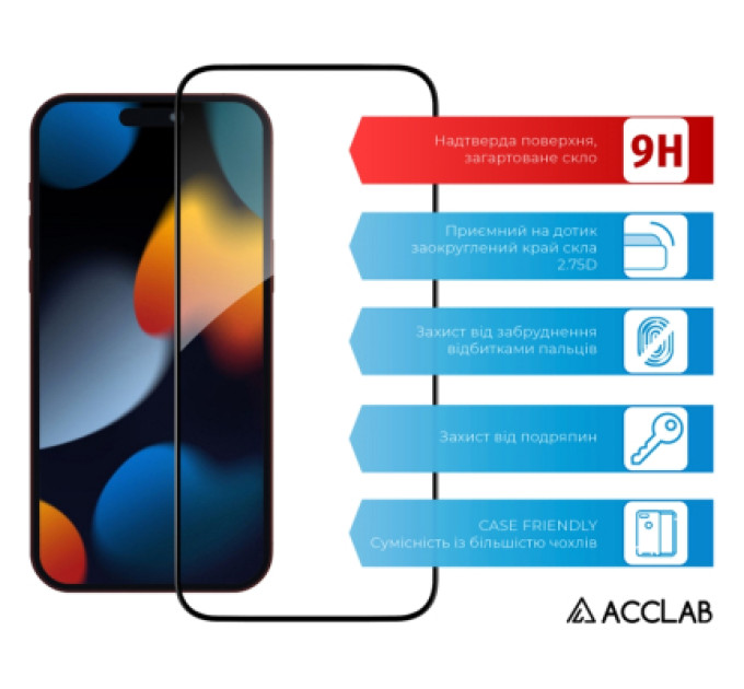 ACCLAB Скло захисне ACCLAB Full Glue Apple iPhone 15 Pro (1283126575389)