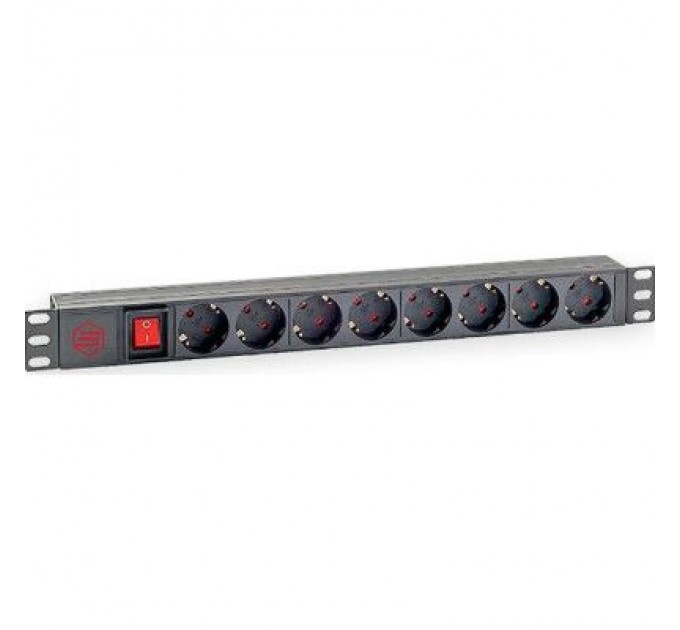 Kingda Силовий блок 19" 1U 8xSchuko, вимикач, С14 Kingda (KD-PDU-GM-1U-P8-C14)
