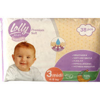 Підгузки Lolly Premium Soft Midi 3 (4-9 кг) 38 шт (4820174981150)