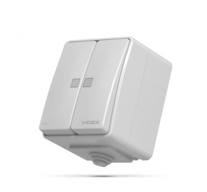 Videx Вимикач Videx BINERA IP65 зовнішній 2кл з підсвічуванням (BINERA IP65 наружный 2кл с подсветкой)