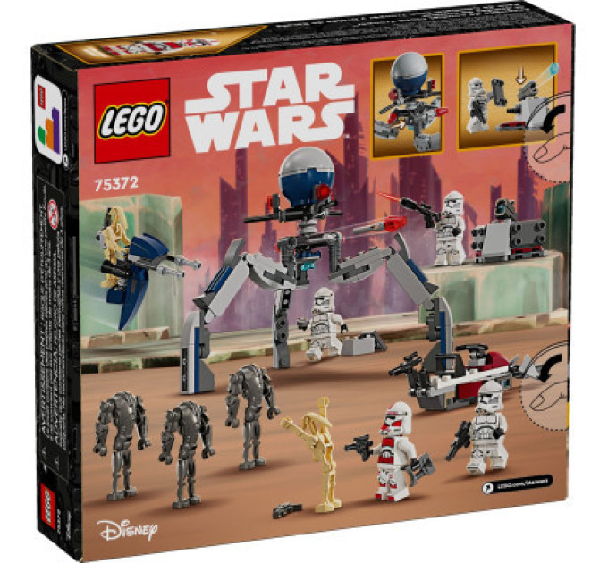 LEGO Конструктор LEGO Star Wars Клони-піхотинці й Бойовий дроїд. Бойовий набір 215 деталей (75372)