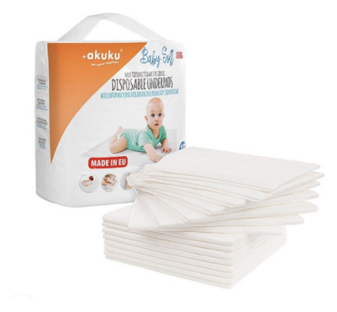 Akuku Пелюшки для малюків Akuku Baby Soft 40 x 60 см, 15 шт (A0500)