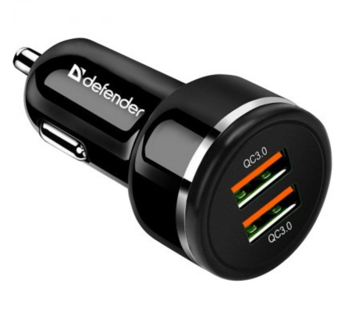 Defender Зарядний пристрій Defender UCA-80 black, 2xUSB, QC3.0, 36W (83832)
