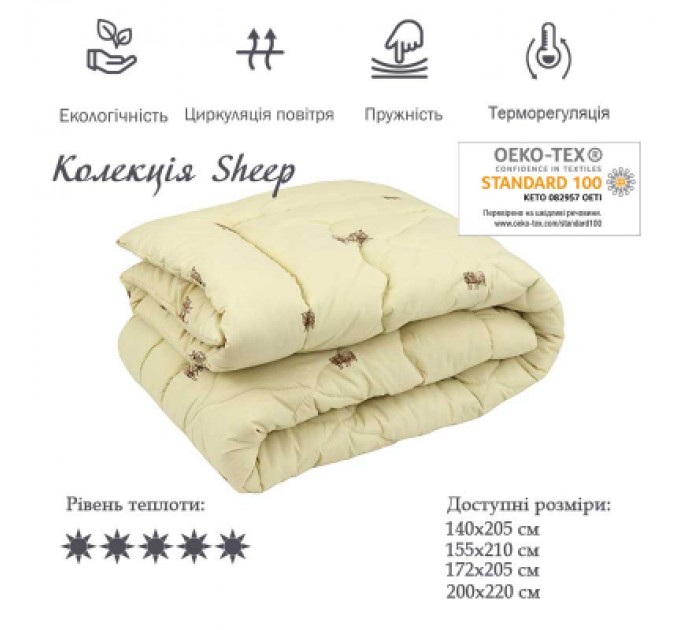 Руно Ковдра Руно Вовняна Sheep в мікрофібрі 172х205 см (316.52ШУ_Sheep)