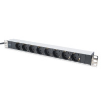 Силовий блок 1U, 8xSchuko, 16A, 250V, вилка Schuko Zpas (DN-95401)