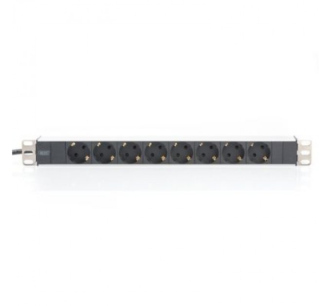 Zpas Силовий блок 1U, 8xSchuko, 16A, 250V, вилка Schuko Zpas (DN-95401)