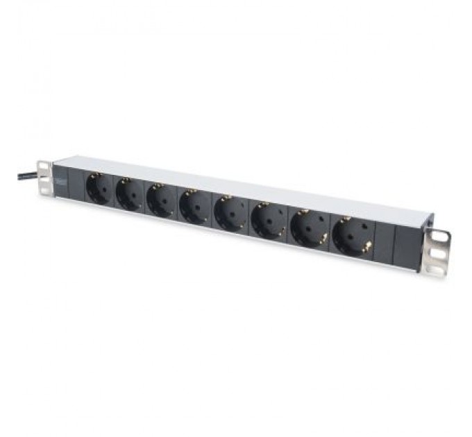 Zpas Силовий блок 1U, 8xSchuko, 16A, 250V, вилка Schuko Zpas (DN-95401)