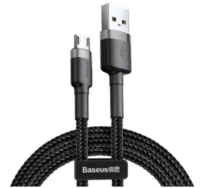 Baseus Дата кабель USB 2.0 AM to Micro 5P 1.0m 2.4A grey-black Baseus (CAMKLF-BG1)