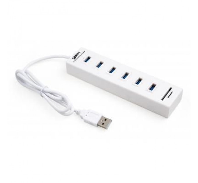 Vinga Концентратор Vinga 6xUSB2.0 + card-reader with switch (VCP2H6USBCRSWWH)