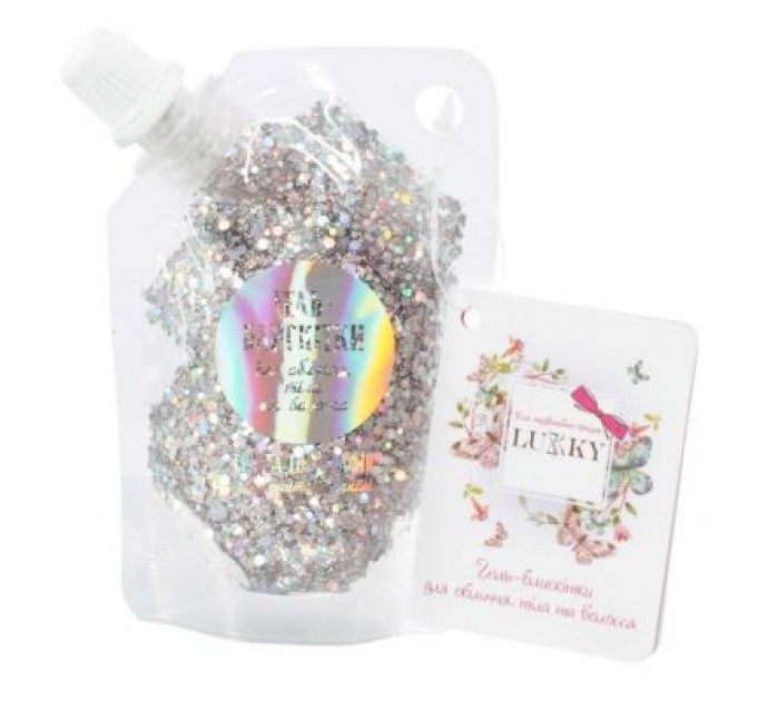 Lukky Дитяча косметика Lukky Гель-блискітки для тіла та обличчя Сріблясті 40 мл (T18944)