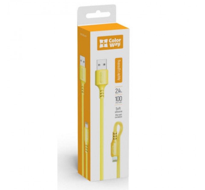 ColorWay Дата кабель USB 2.0 AM to Lightning 1.0m soft silicone yellow ColorWay (CW-CBUL043-Y)