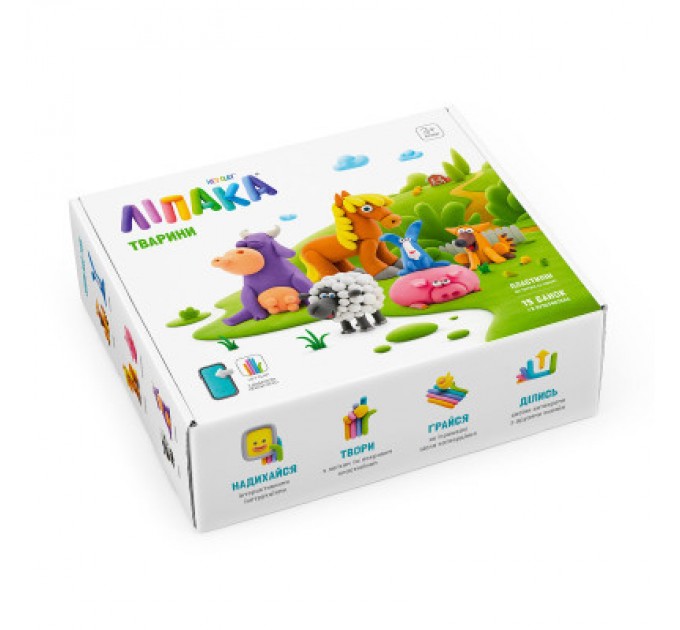 Lipaka Набір для творчості Lipaka Тварини Меганабір пластиліну самозагуст. (15012-UA01)