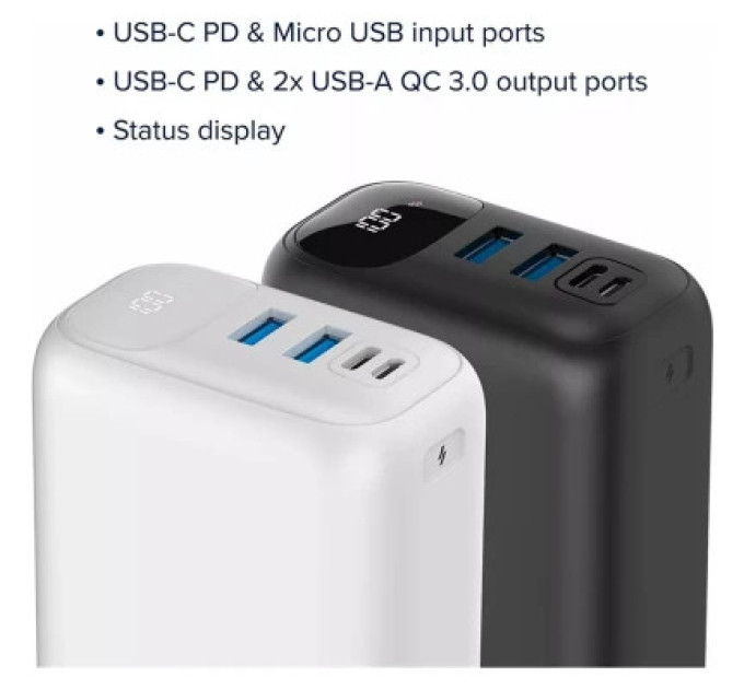 Canyon Батарея універсальна Canyon PB-301 30000mAh PD/20W, QC/3.0 (CNE-CPB301B)
