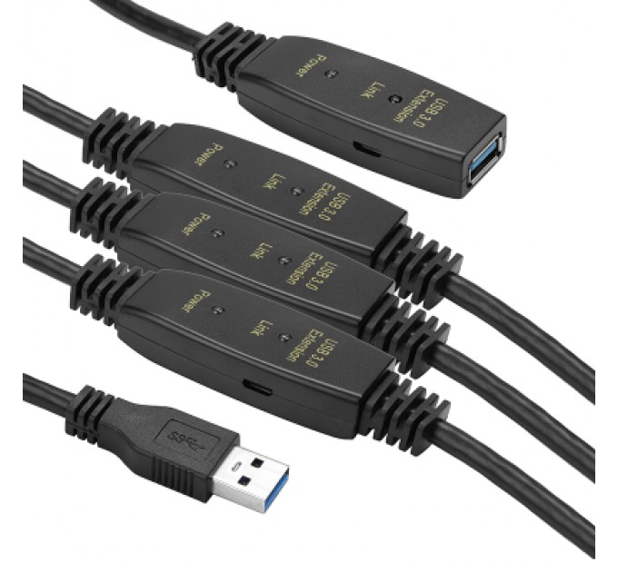 PowerPlant Адаптер USB 3.0 AM - AF, 30 m, active PowerPlant (CA912872)