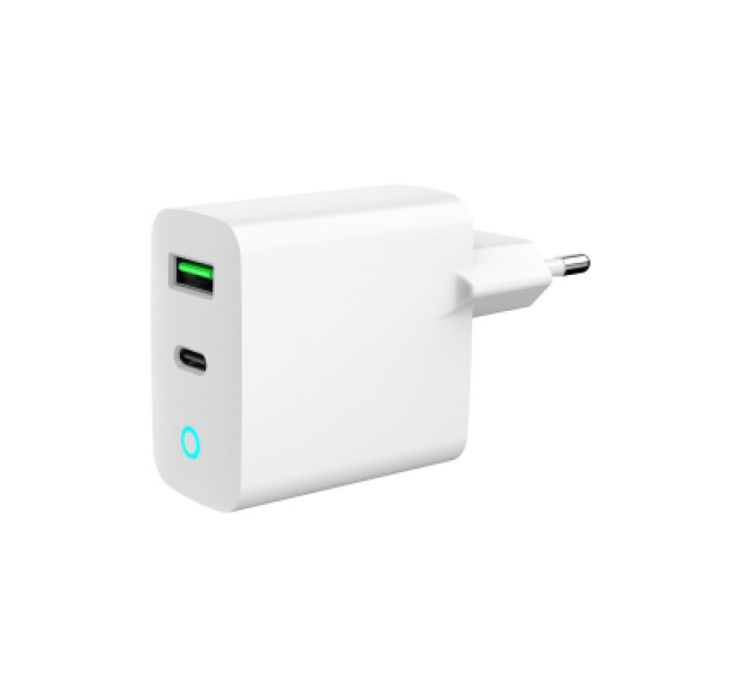 Gembird Зарядний пристрій Gembird 1xUSB-A + 1 Type-C (PD20Вт + QC3.0 18Вт) white (TA-UC-PDQC20L-W-01)