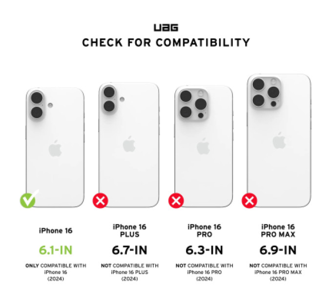 UAG Чохол до мобільного телефона UAG iPhone 16 Essential Armor Magsafe Black (114450114040)