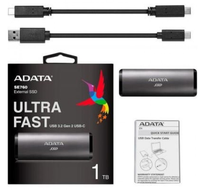 ADATA Накопичувач SSD USB 3.2 512GB ADATA (ASE760-512GU32G2-CTI)