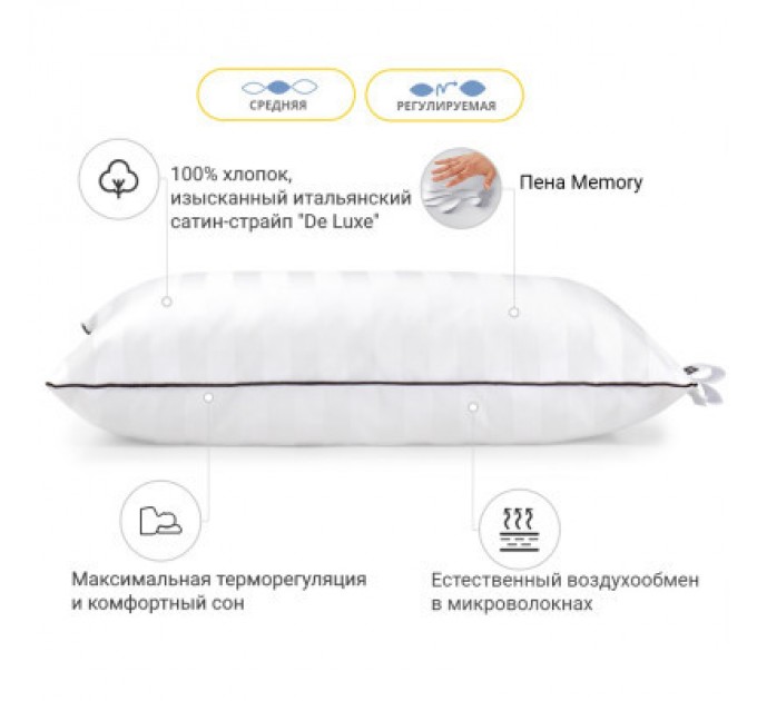 MirSon Подушка MirSon 1490 Royal Pearl Hand Made memory effekt Середня 40х60 см (2200001539679)