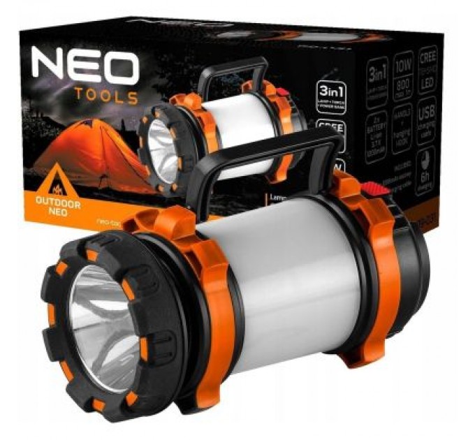 Neo Tools Ліхтар Neo Tools 800 люмен 3в1, power bank, лампа, 10Вт, 1200 мАг (99-031)
