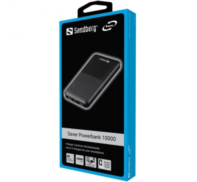 Sandberg Батарея універсальна Sandberg 10000mAh, Saver, USB-C, Micro-USB, output: USB-A*2 Total 5V/2.4A (320-34)