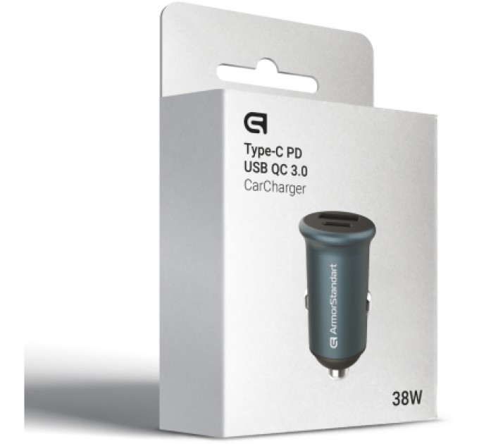Armorstandart Зарядний пристрій Armorstandart Car USB Type-C PD20W + USB QC 3.0 Grey (ARM65439)