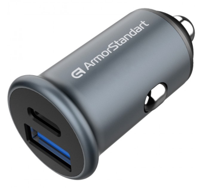 Armorstandart Зарядний пристрій Armorstandart Car USB Type-C PD20W + USB QC 3.0 Grey (ARM65439)