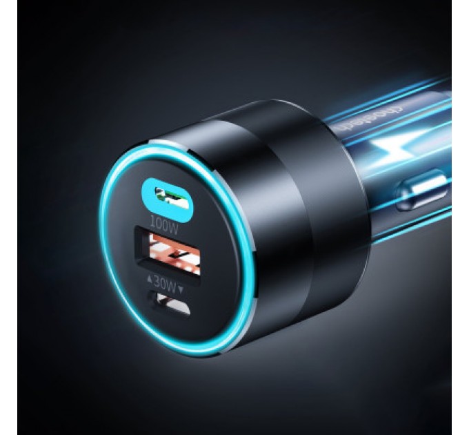 Choetech Зарядний пристрій Choetech car 2хUSB-C+USB-A 130W QC3.0/PD/PPS black (TC0011-BK)