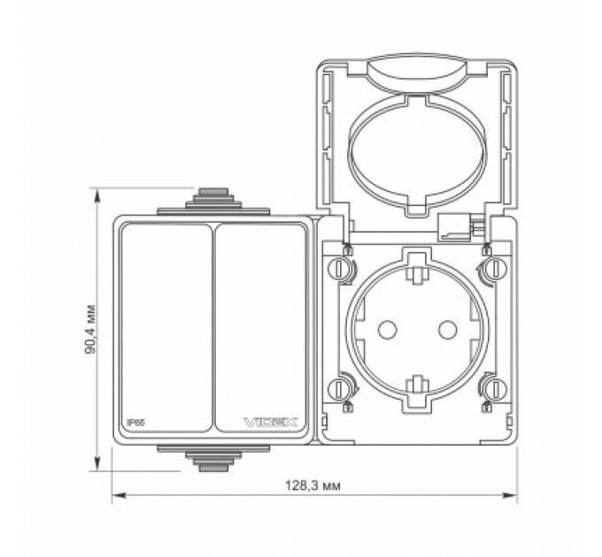Videx Розетка Videx BINERA IP65 зовнішня 1ая із заземленням (BINERA IP65 наружная 1ая с заземлением)