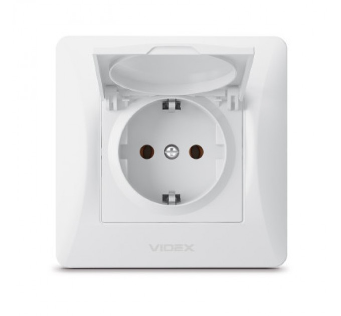 Videx Розетка Videx BINERA 1ая із заземленням і кришкою (VF-BNSK)