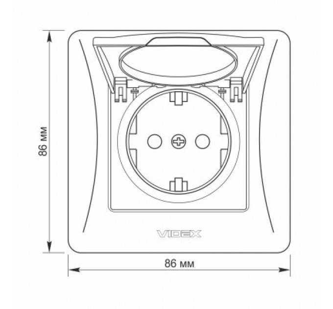 Videx Розетка Videx BINERA 1ая із заземленням і кришкою (VF-BNSK)
