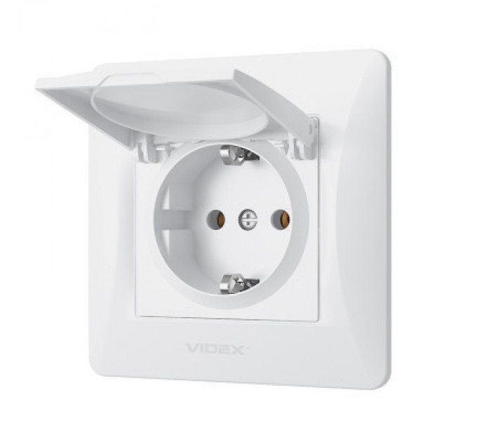 Videx Розетка Videx BINERA 1ая із заземленням і кришкою (VF-BNSK)