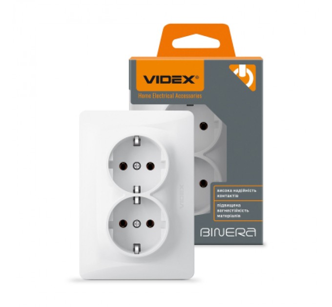 Videx Розетка Videx BINERA 2ая із заземленням (VF-BNSK2G-W)