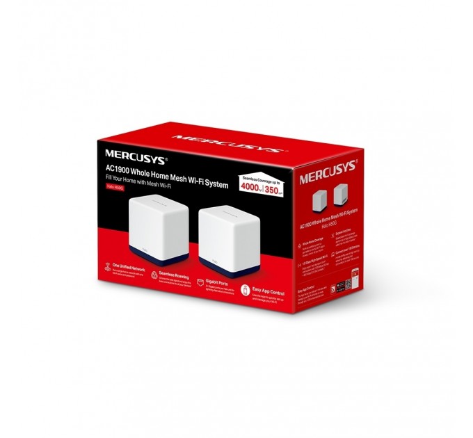 Mercusys WiFi Mesh система Mercusys Halo H50G(2-pack) (AC1900, 3хGE WAN/LAN, Beamforming, MESH, 2-pack)