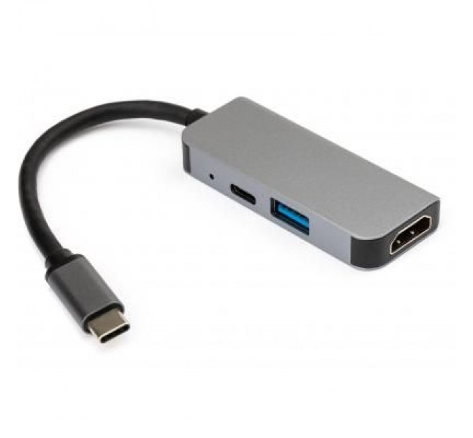 Концентратор Vinga Type-C to 4K HDMI+USB3.0+PD aluminium (VCPHTC3AL)