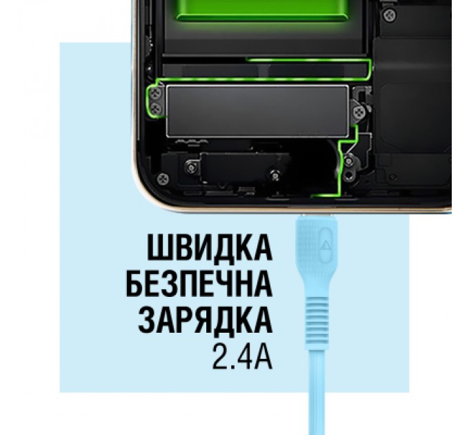 ACCLAB Дата кабель USB 2.0 AM to Lightning 1.2m AL-CBCOLOR-L1BL Blue ACCLAB (1283126518188)